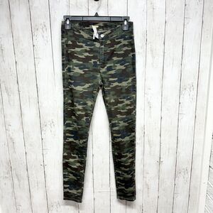 Free People Jeans Women Size 25 Low Rise Skinny Camo Cotton Ankle Button Army